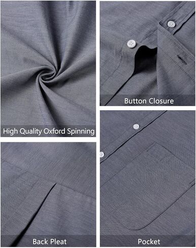 Lusead Mens Oxford Shirts Long Sleeve Button Down Shirt Regular Fit Business Casual Dress Shirts in Saudi Arabia