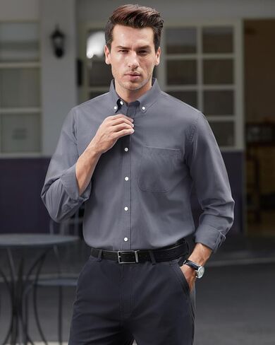 Lusead Mens Oxford Shirts Long Sleeve Button Down Shirt Regular Fit Business Casual Dress Shirts in Saudi Arabia