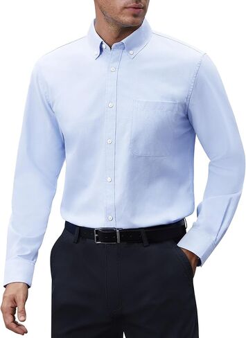 قمصان أكسفورد للرجال من Lusead بأكمام طويلة وأزرار سفلية، قمصان كاجوال مناسبة للعمل in Kuwait