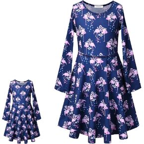 Perfashion Matching Girls&Dolls Sleeveless/Long Sleeve A-Line Dresses Unicorn Festival Skirts