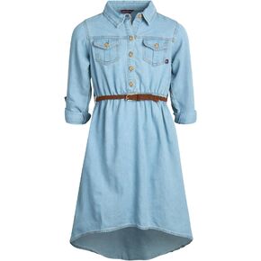 dELiA*s Girls' Casual Dress - Belted Denim Dress for Girls - Holiday Dress for Girls - Winter Jean Dress for Girls (7-16)