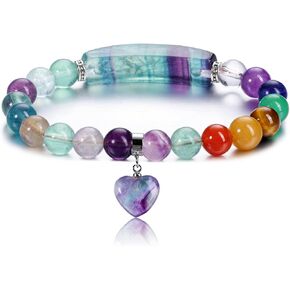 jovivi 7 شقرا أساور للنساء الرجال الطبيعية شقرا الأحجار الكريمة 8mm جولة الخرز جمشت كريستال القلب سوار الريكي شفاء الحجارة الطاقة تمتد سوار المجوهرات الهدايا in Kuwait