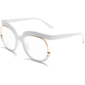 Rmerom Blue Light Blocking Oversized Glasses Stylish Fake Round Eyeglasses for Women UV400 Protection Eyewear GVA9051