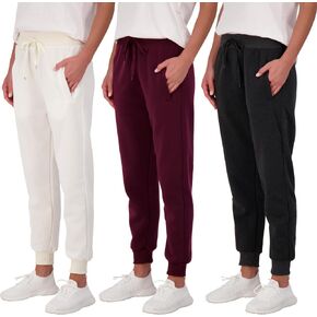 Real Essentials 3 Pack: Women's Ultra-Soft & Warm Fleece Joggers Sweatpants with Pocket (Available in Plus Size) in Saudi Arabia