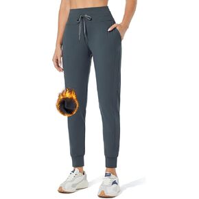 ZUTY Fleece Lined Pants Women Water Resistant Sweatpants Hiking Running Joggers Winter Thermal High Waisted with Pockets
