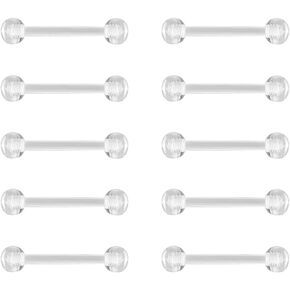 6ixGosh 16g Curved Barbell Bridge Eyebrow Piercing Retainer Jewelry, Snake Eyes Tongue Rings, Bioflex Plastic Clear Piercing Retainer Belly Button Ring, Labret Rook Helix Tragus Piercing Earring Jewelry 6-12mm