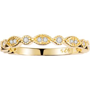 espere Milgrain Marquise & Round Cubic Zirconia Half Eternity Ring Stacking Infinity Wedding Band Sterling Silver 925 Size 3.5-10.5 3 Colors Available Half Size Available