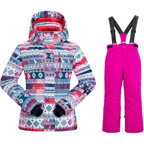Girls Insulated Ski Jacket Pants Set Windproof Waterproof Kids Ski Suit Snowsuit for Kids in Kuwait