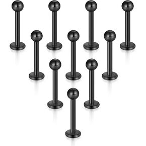 Briana Williams 16g Lip Rings Labret Studs Tragus Cartilage Helix Earring Stud Stainless Steel 6-12mm Barbell Ear Lip Piercing Jewelry Black Silver Gold