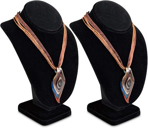 MOOCA 2 Pcs Deluxe Medium Necklace Chain Jewelry Display Holder, Jewelry Stand, Necklaces Display Necklace Mannequin, Necklace Bust Jewelry Bust Stand, White Faux Leather in Kuwait