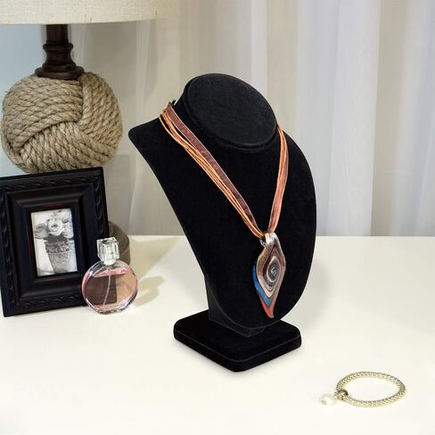 MOOCA 2 Pcs Deluxe Medium Necklace Chain Jewelry Display Holder, Jewelry Stand, Necklaces Display Necklace Mannequin, Necklace Bust Jewelry Bust Stand, White Faux Leather in Kuwait