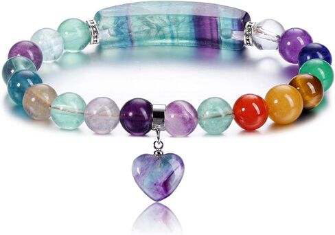 jovivi 7 شقرا أساور للنساء الرجال الطبيعية شقرا الأحجار الكريمة 8mm جولة الخرز جمشت كريستال القلب سوار الريكي شفاء الحجارة الطاقة تمتد سوار المجوهرات الهدايا in Kuwait