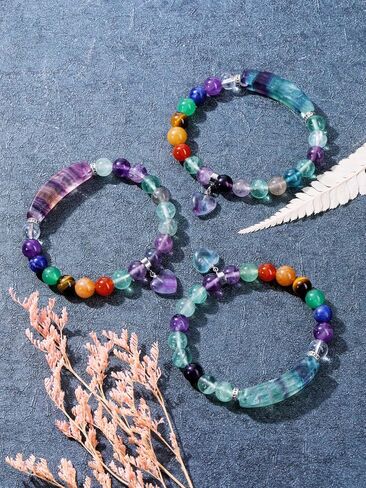 jovivi 7 شقرا أساور للنساء الرجال الطبيعية شقرا الأحجار الكريمة 8mm جولة الخرز جمشت كريستال القلب سوار الريكي شفاء الحجارة الطاقة تمتد سوار المجوهرات الهدايا in Kuwait