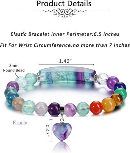 jovivi 7 شقرا أساور للنساء الرجال الطبيعية شقرا الأحجار الكريمة 8mm جولة الخرز جمشت كريستال القلب سوار الريكي شفاء الحجارة الطاقة تمتد سوار المجوهرات الهدايا in Kuwait