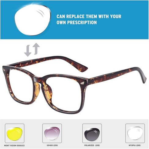 WOWSUN Unisex Stylish Nerd Non-prescription Glasses, Clear Lens Eyeglasses Frames, Fake Glasses in Kuwait