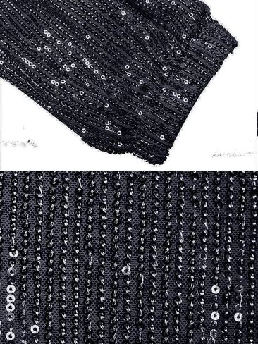 ALLUMK Womens Black Sequin Bling Legging Joggers Pencil Pants with Drawstring in Kuwait