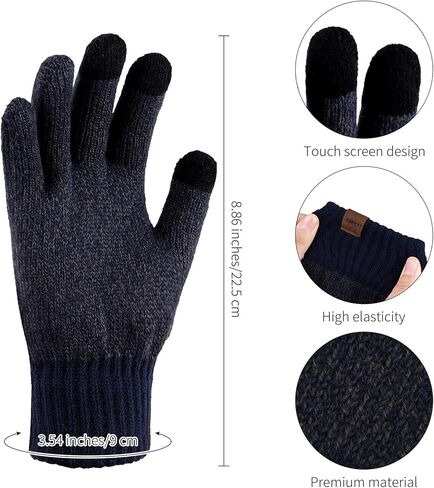 Aneco قفازات متماسكة الشتاء للرجال وشاح أكثر دفئا قبعة صغيرة غطاء للأذنين الحرارية مجموعة قفازات لمس للرجال والنساء in Kuwait