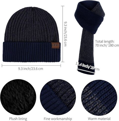 Aneco قفازات متماسكة الشتاء للرجال وشاح أكثر دفئا قبعة صغيرة غطاء للأذنين الحرارية مجموعة قفازات لمس للرجال والنساء in Kuwait