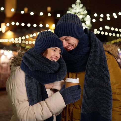 Aneco قفازات متماسكة الشتاء للرجال وشاح أكثر دفئا قبعة صغيرة غطاء للأذنين الحرارية مجموعة قفازات لمس للرجال والنساء in Kuwait