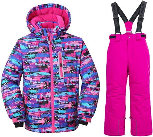 Girls Insulated Ski Jacket Pants Set Windproof Waterproof Kids Ski Suit Snowsuit for Kids in Kuwait