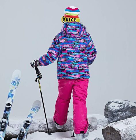Girls Insulated Ski Jacket Pants Set Windproof Waterproof Kids Ski Suit Snowsuit for Kids in Kuwait