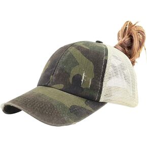 KKMKSHHG Ponytail Hat for Womens, Adjustable Vintage Trucker Washed Denim Dad Baseball Cap in Saudi Arabia