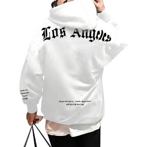 GORGLITTER Men's Slogan Graphic Hooded Sweatshirt Drawstring Long Sleeve Drop Shoulder Pullover Hoodie
