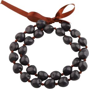 BNQL Chunky Hawaiian Kukui Nut Lei Necklace with Ribbon Bow Closure Graduation Gift in Saudi Arabia