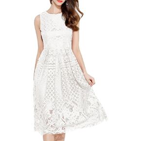 VEIISAR Womens Fashion Sleeveless Lace Fit Elegant Cocktail Party Dress