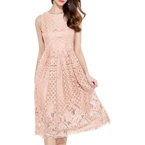 VEIISAR Womens Fashion Sleeveless Lace Fit Elegant Cocktail Party Dress