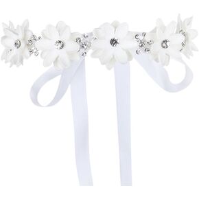 FAYBOX Flower Girls Elegant Headband Wedding Floral Hairbands Accessories White (Clear Rhinestone(White)) in Kuwait
