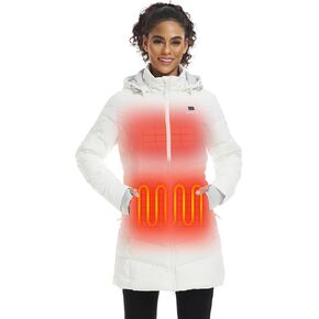 ORORO [Upgraded Battery] Women's Heated Puffer Jacket with Battery, Heated Puffer Parka for Hiking Camping Outdoors