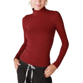 NIKIBIKI Women Seamless Long Sleeve Mock Neck Top, Made in U.S.A, One Size