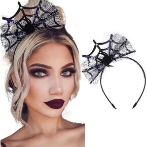 Aceorna Halloween Headbands Black Lace Hair Hoop Spider Web Headpiece Party Decorations Costume Headwear for Women