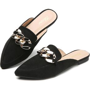 Tilocow Mules للنساء - أحذية مسطحة للنساء أنيقة ومريحة البغال سلسلة معدنية سهلة الارتداء بدون ظهر أحذية بدون كعب موضة 2023 in Kuwait