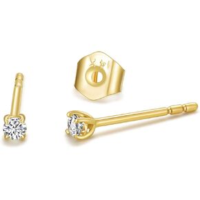 MRENITE 0.06 Ctw 14K الذهب الأصفر جولة الماس الطبيعي أقراط للنساء مجوهرات الماس الحقيقي الصغيرة هدية لها in Kuwait