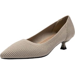 youngshow Women's Pumps Kitten Heels Pointed Toe Knit Slip On Comfortable Casual Formal Dress Shoes in Kuwait
