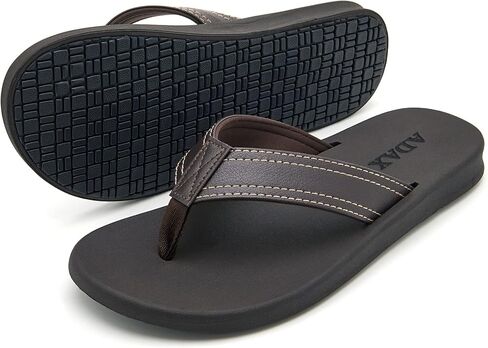 ADAX Mens Comfortable Leather Flip Flops,Non-Slip Sport Cushion Beach Slippers Thong Sandals in Saudi Arabia