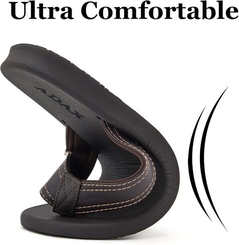 ADAX Mens Comfortable Leather Flip Flops,Non-Slip Sport Cushion Beach Slippers Thong Sandals in Saudi Arabia