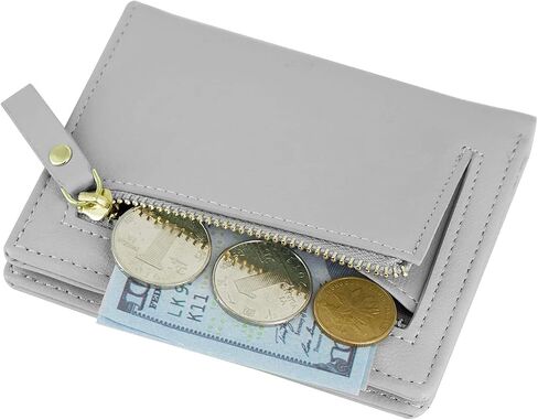 SUMGOGO محفظة صغيرة للنساء حامل بطاقات جلدية نحيفة RFID Mini Bifold قصيرة أمامية بسحاب جيب محفظة للعملات المعدنية (أرجواني) in Kuwait