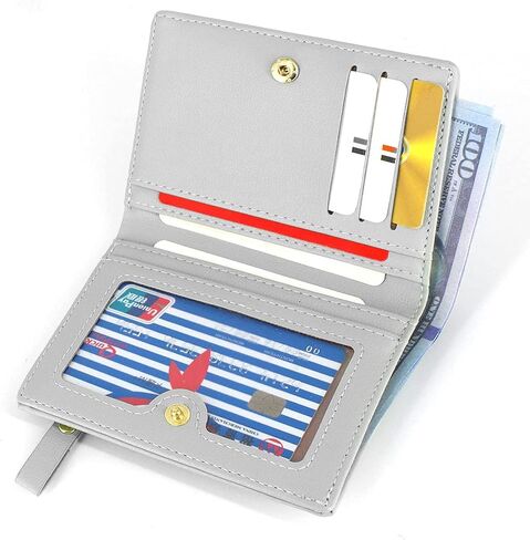 SUMGOGO محفظة صغيرة للنساء حامل بطاقات جلدية نحيفة RFID Mini Bifold قصيرة أمامية بسحاب جيب محفظة للعملات المعدنية (أرجواني) in Kuwait