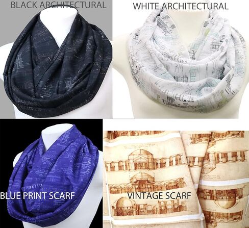 وشاح Di Capanni Architect infinity Scarf للسيدات، إكسسوارات للمصممين الداخليين، تصميم الملابس لمحبي الهندسة المعمارية in Kuwait