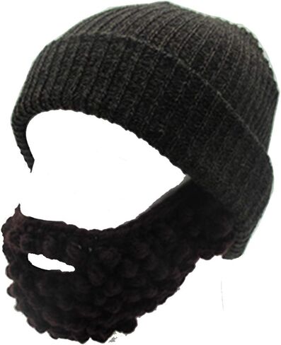 قبعة YEKEYI للجنسين Wacky Beard Hat Knit Funny Beanie Halloween Cap Wind Mask in Kuwait