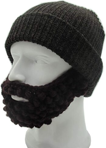 قبعة YEKEYI للجنسين Wacky Beard Hat Knit Funny Beanie Halloween Cap Wind Mask in Kuwait