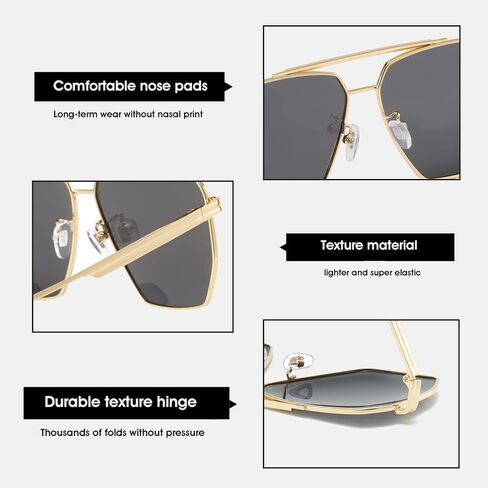 BUTABY Retro Sunglasses for Women Men Vintage Oversized Square Sun Glasses Classic Polarized Shades Large Metal Frame UV400 in Kuwait