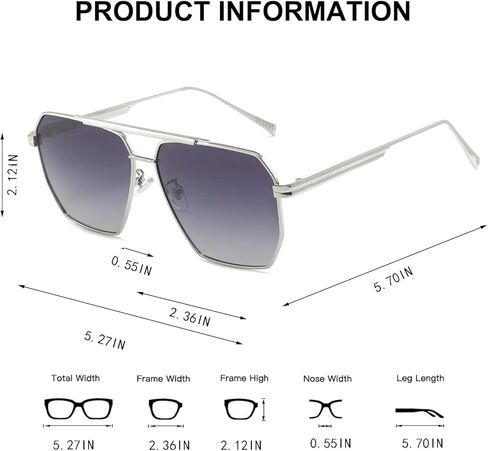 BUTABY Retro Sunglasses for Women Men Vintage Oversized Square Sun Glasses Classic Polarized Shades Large Metal Frame UV400 in Kuwait