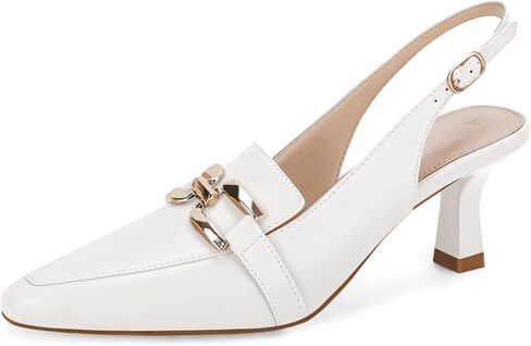 Fashare Womens Slingback Heels Kitten Low Dress Shoes Closed Toe Metal Chain Elegant Work Pumps in Saudi Arabia