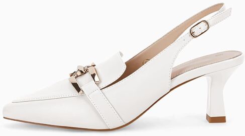Fashare Womens Slingback Heels Kitten Low Dress Shoes Closed Toe Metal Chain Elegant Work Pumps in Saudi Arabia