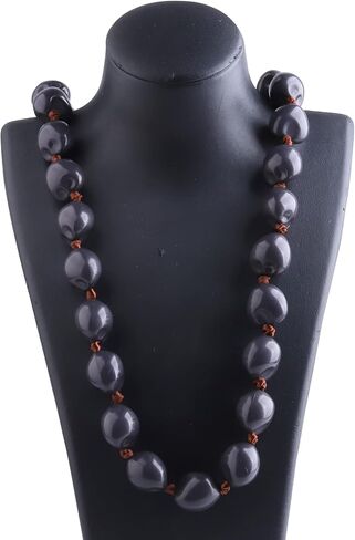 BNQL Chunky Hawaiian Kukui Nut Lei Necklace with Ribbon Bow Closure Graduation Gift in Kuwait