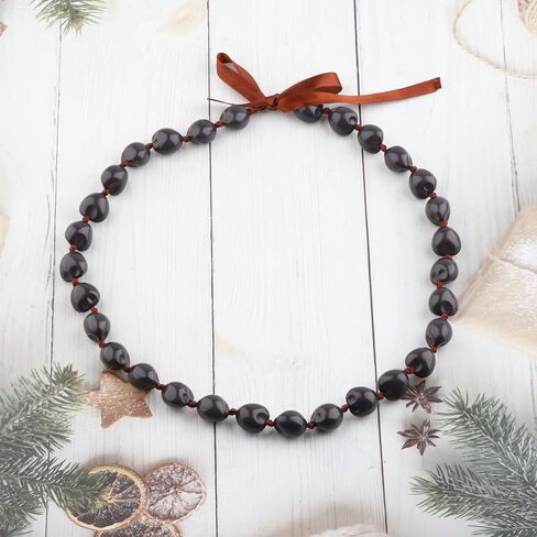 BNQL Chunky Hawaiian Kukui Nut Lei Necklace with Ribbon Bow Closure Graduation Gift in Kuwait
